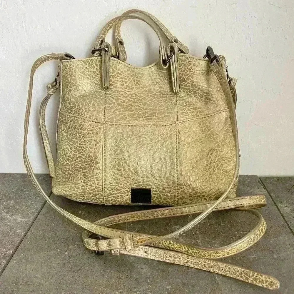 KOOBA Gold Leather Metallic Mini Crossbody Purse